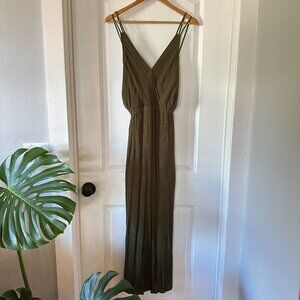 Lulu's Maxi Dress "Lost in Paradise" Olive Green Size SMALL
